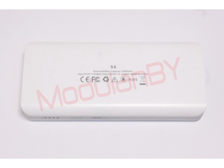 5S-WT (Белая) 5V 10000mAh input - 5V 1A max , out - 5V 2,1A max , фонарик