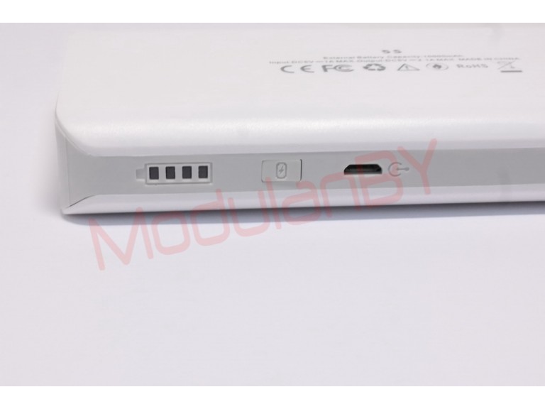 5S-WT (Белая) 5V 10000mAh input - 5V 1A max , out - 5V 2,1A max , фонарик