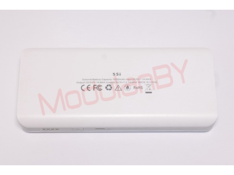 5SI-WT (Белая) 5V 10000mAh input - 5V 1A max , out1 - 5V 1A max , out2 - 5V 2,1A max