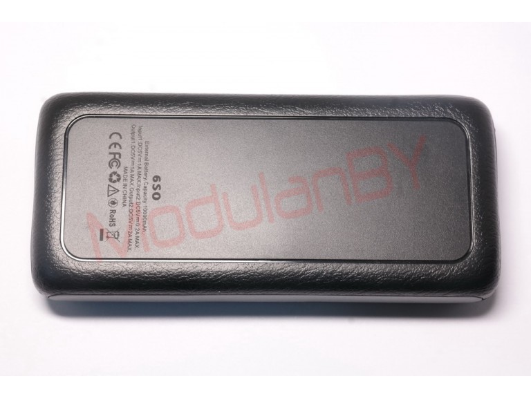 6SO (Чёрная) 5V 10000mAh input - 5V 1A max , out1 - 5V 1A max , out2 - 5V 2,1Amax , фонарик , зарядк