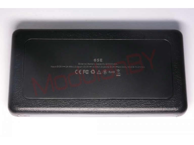 6SE (Чёрная) 5V 20000mAh input - 5V 2A max , out1 - 5V 1A max , out2 - 5V 2,1A max , фонарик