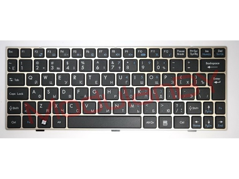 Клавиатура RUS для MSI WIND U135 U135DX U160 U160DX MS-N014 черная золотистая рамка