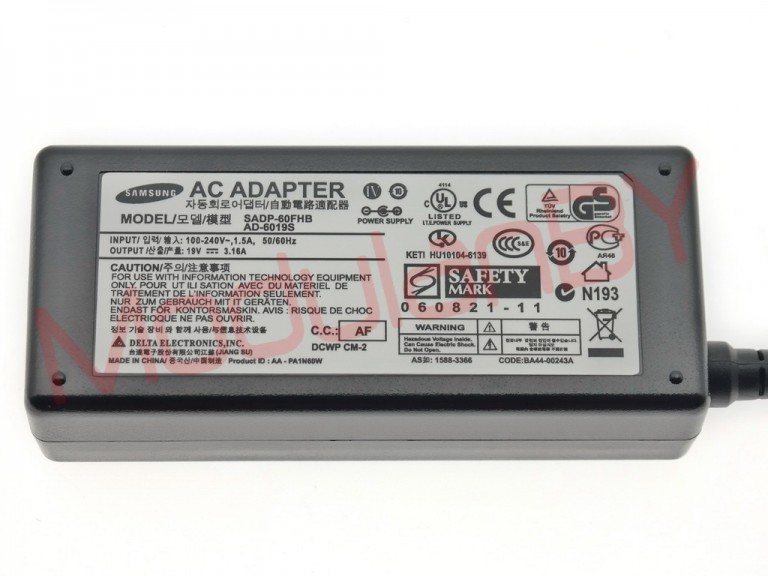 Блок питания SAMSUNG 19V 3.15A 60W AC 3PIN DC 5.5X3.0 AD-6019S original CE
