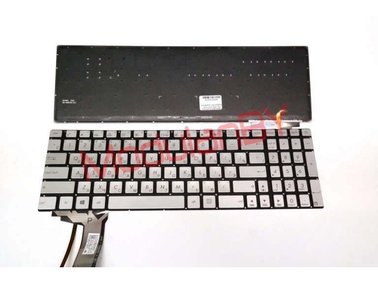 Клавиатура RUS для Asus N551 N552 N751 N752 Серебристая с подсветкой