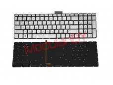 Клавиатура RUS для HP 15-AU small enter Серебристая с подсветкой