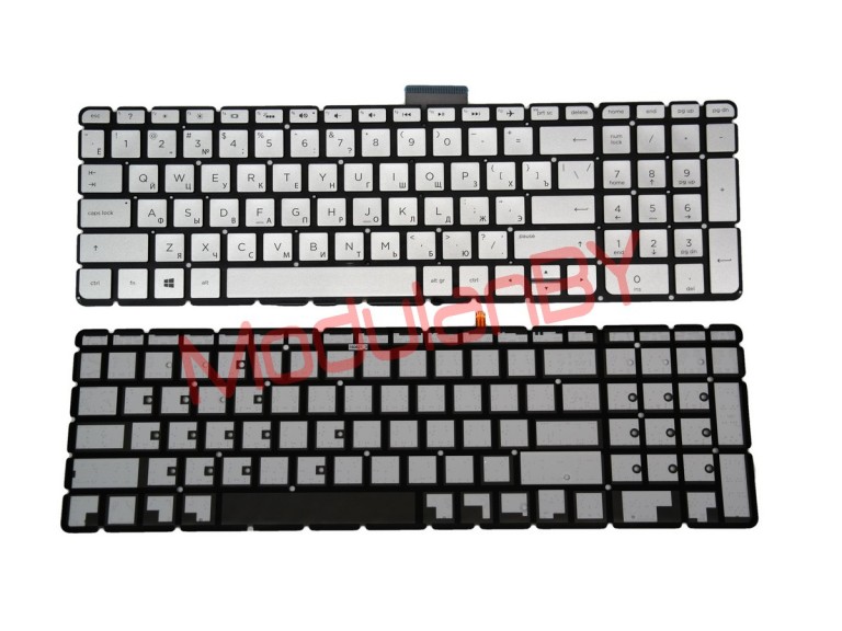 Клавиатура RUS для HP 15-AU small enter Серебристая с подсветкой