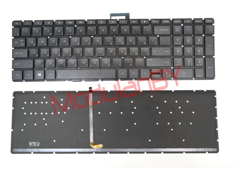 Клавиатура RUS для HP 15-AU small enter Черная с подсветкой