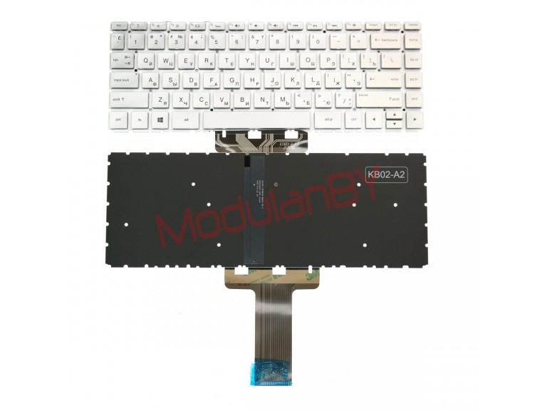 Клавиатура для HP 14-BK Pavilion X360 14-BA серебристая с подсветкой