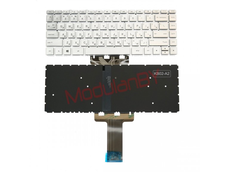 Клавиатура для HP 14-BK Pavilion X360 14-BA серебристая с подсветкой
