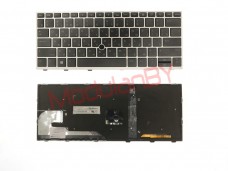 Клавиатура для HP EliteBook 830 G5 черная с подсветкой серая рамка , с трекпоинтом