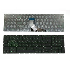 Клавиатура RU для HP 15-DA 15-dw 250 G7 Pavilion Gaming 15-ec 15-CX черная зеленые буквы подсветка