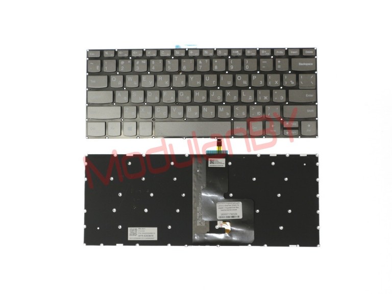 Клавиатура для Lenovo IdeaPad S340-14 серая с подсветкой без кнопки включения