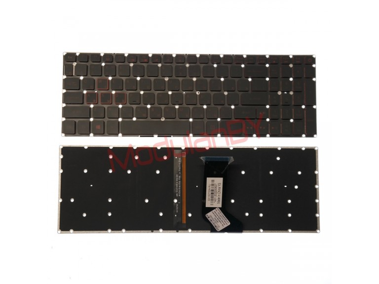 Клавиатура для Acer VX5 AN515-51 черная, красные буквы, красная окантовка, без рамки, без трэкпоин