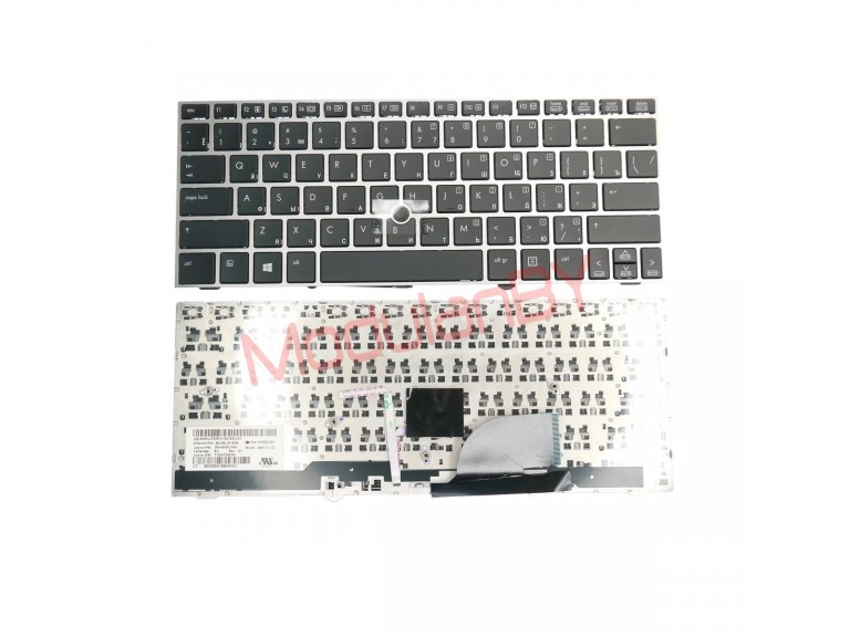 Клавиатура для HP 2170p черная кнопка, серебристая рамка, с трэкпоинтом