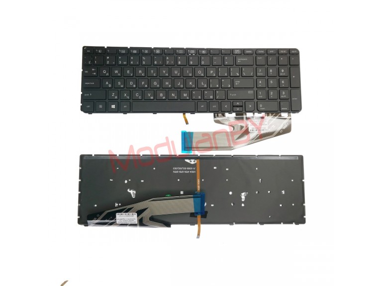 Клавиатура для HP Probook 450G3 650G2 черная, в рамке, без трэкпоинта, с подсветкой