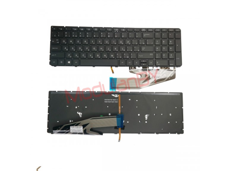 Клавиатура для HP Probook 450G3 650G2 черная, в рамке, без трэкпоинта, с подсветкой