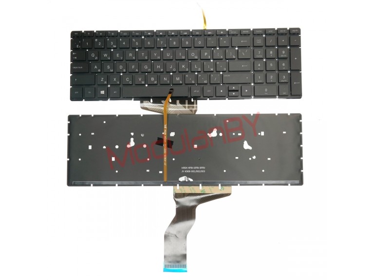 Клавиатура для  HP Pavilion 15-BS черная, без рамки, без трэкпоинта, с подсветкой