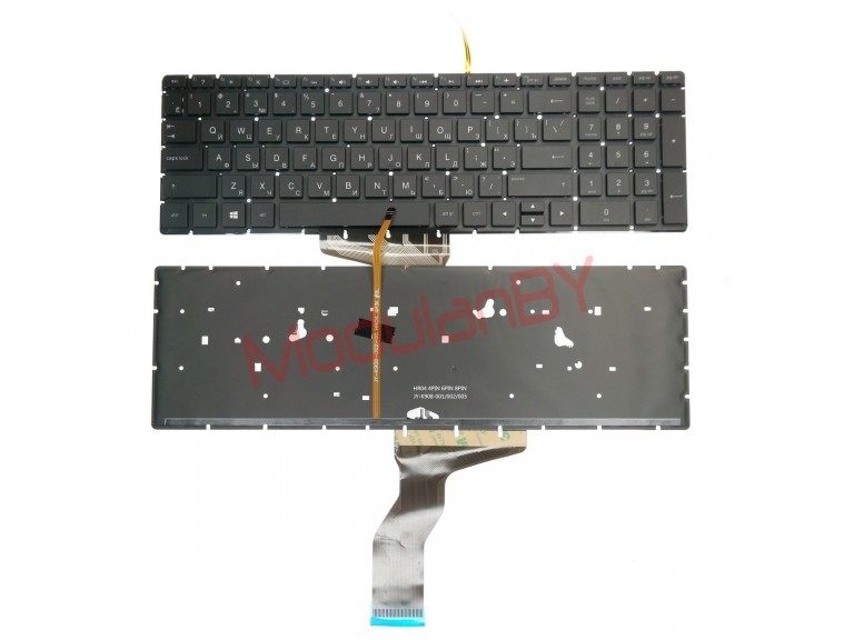 Клавиатура для  HP Pavilion 15-BS черная, без рамки, без трэкпоинта, с подсветкой