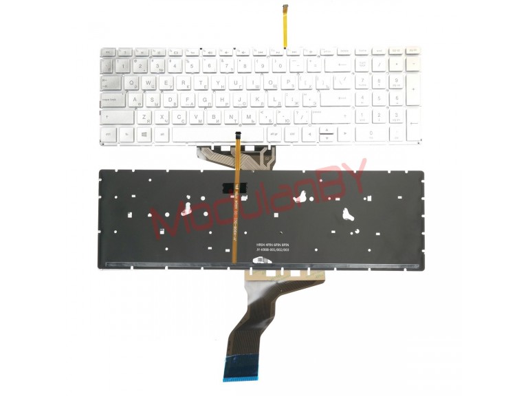 Клавиатура для  HP Pavilion 15-BS серебристая, без рамки, без трэкпоинта, с подсветкой