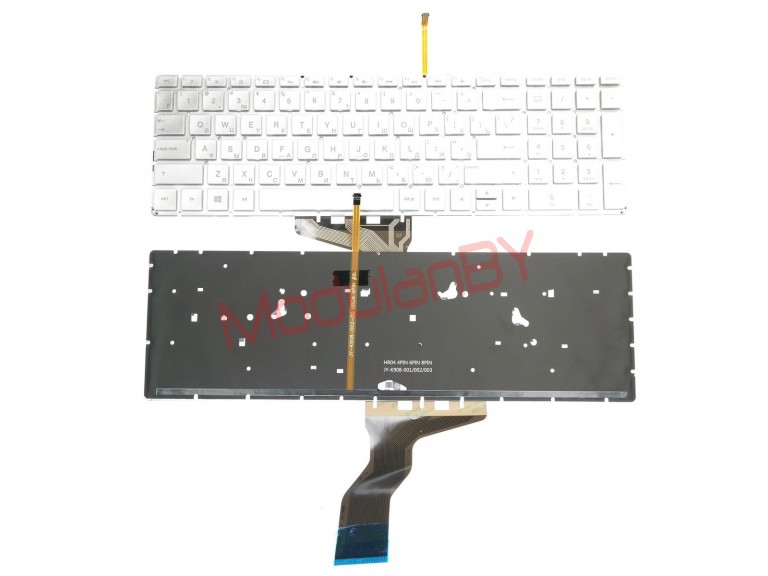Клавиатура для  HP Pavilion 15-BS серебристая, без рамки, без трэкпоинта, с подсветкой