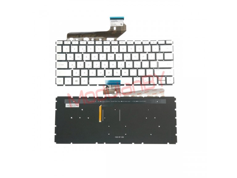 Клавиатура для HP ENVY 13-D серебристая, без рамки, без трэкпоинта, с подсветкой