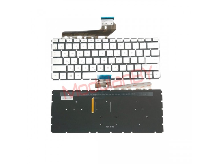 Клавиатура для HP ENVY 13-D серебристая, без рамки, без трэкпоинта, с подсветкой