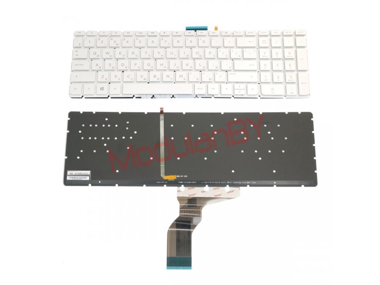 Клавиатура для  HP Pavilion 15-AB 15-BC  белая, без рамки, без трэкпоинта, с подсветкой