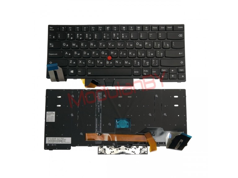 Клавиатура для Lenovo ThinkPad E480 черная, в рамке, с трэкпоинтом, с подсветкой