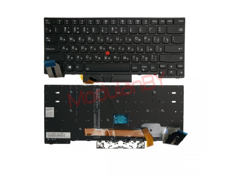 Клавиатура для Lenovo ThinkPad E480 черная, в рамке, с трэкпоинтом, с подсветкой