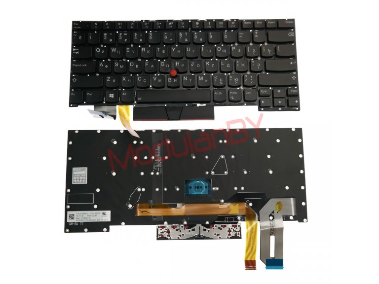 Клавиатура для Lenovo ThinkPad T490S черная, без рамки, с трэкпоинтом, с подсветкой