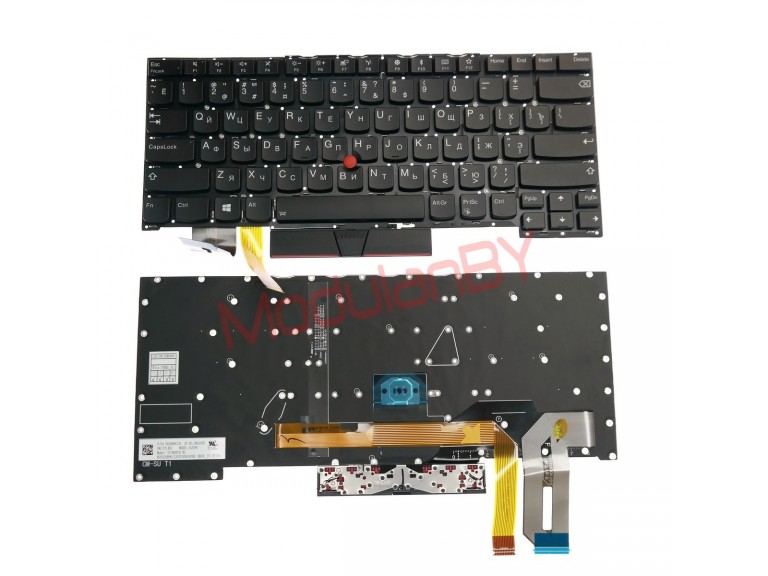 Клавиатура для Lenovo ThinkPad T490S черная, без рамки, с трэкпоинтом, с подсветкой