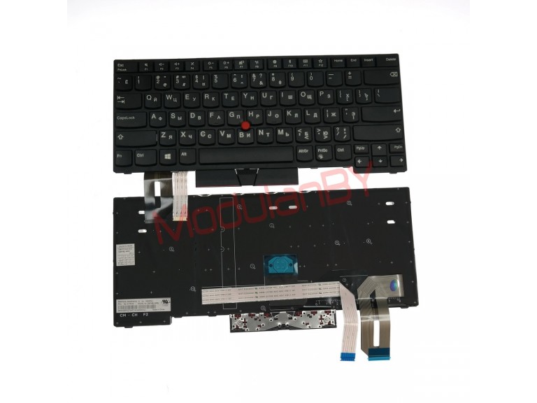 Клавиатура для  Lenovo ThinkPad E480 черная, в рамке, с трэкпоинтом, без подсветки