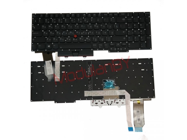Клавиатура для Lenovo ThinkPad E15 черная, с трэкпоинтом, с подсветкой
