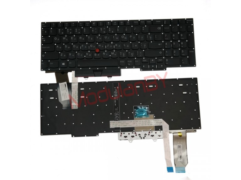 Клавиатура для Lenovo ThinkPad E15 черная, с трэкпоинтом, с подсветкой