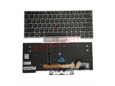 Клавиатура для  Lenovo ThinkPad E480 черная кнопка , серебристая рамка, с трэкпоинтом, с подсветкой