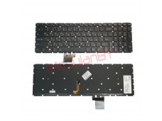 Клавиатура для Lenovo IdeaPad Y50-70 Y50 черная, красная окантовка, без рамки, с подсветкой