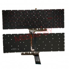 Клавиатура для  MSI  GS60 черная, красные буквы, красная окантовка, без рамки, с подсветкой