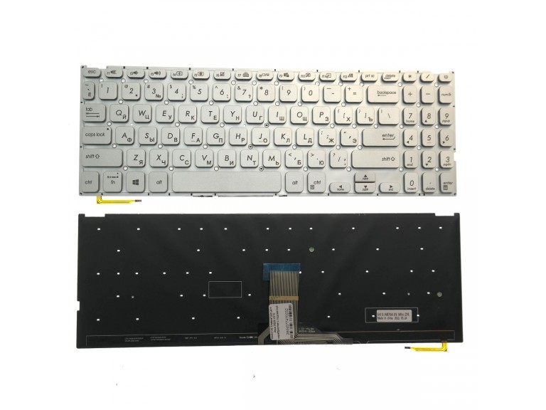 Клавиатура для Asus X509 X515 серебристая с подсветкой